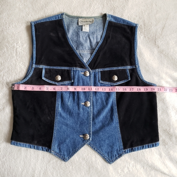 Vintage Stonebridge Black Velvet Denim Vest a Levi's Brand - Picture 5 of 15